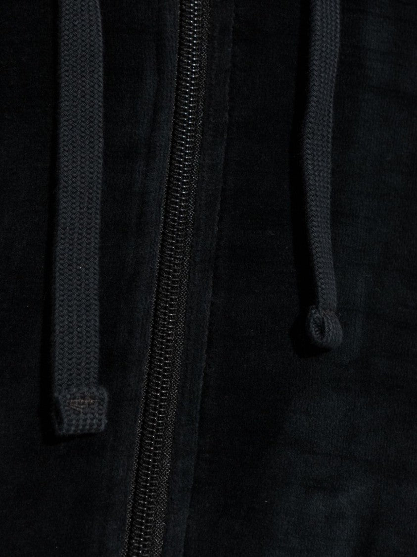 Diesel Soft Velvet Zip-Up Hoodie With Drawstring Hood