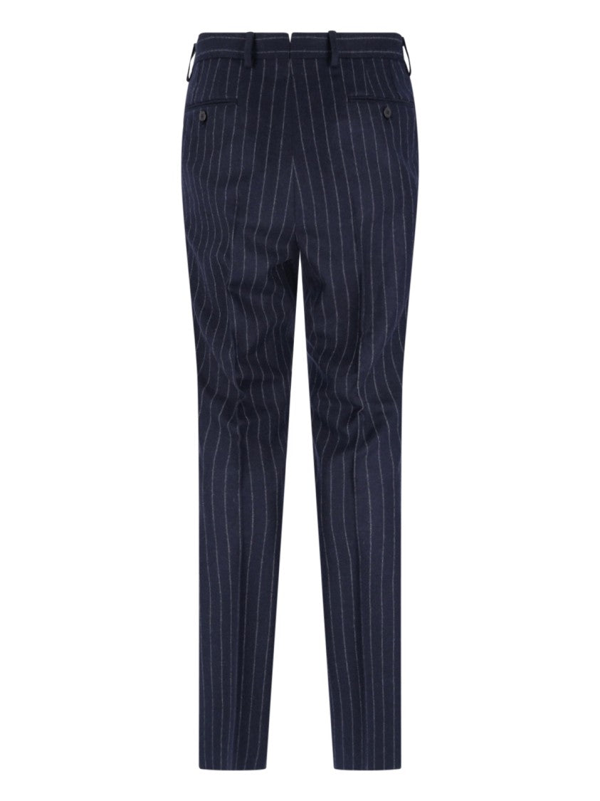 Caruso Blue Pinstripe Peak-Lapel Double-Breasted Suit