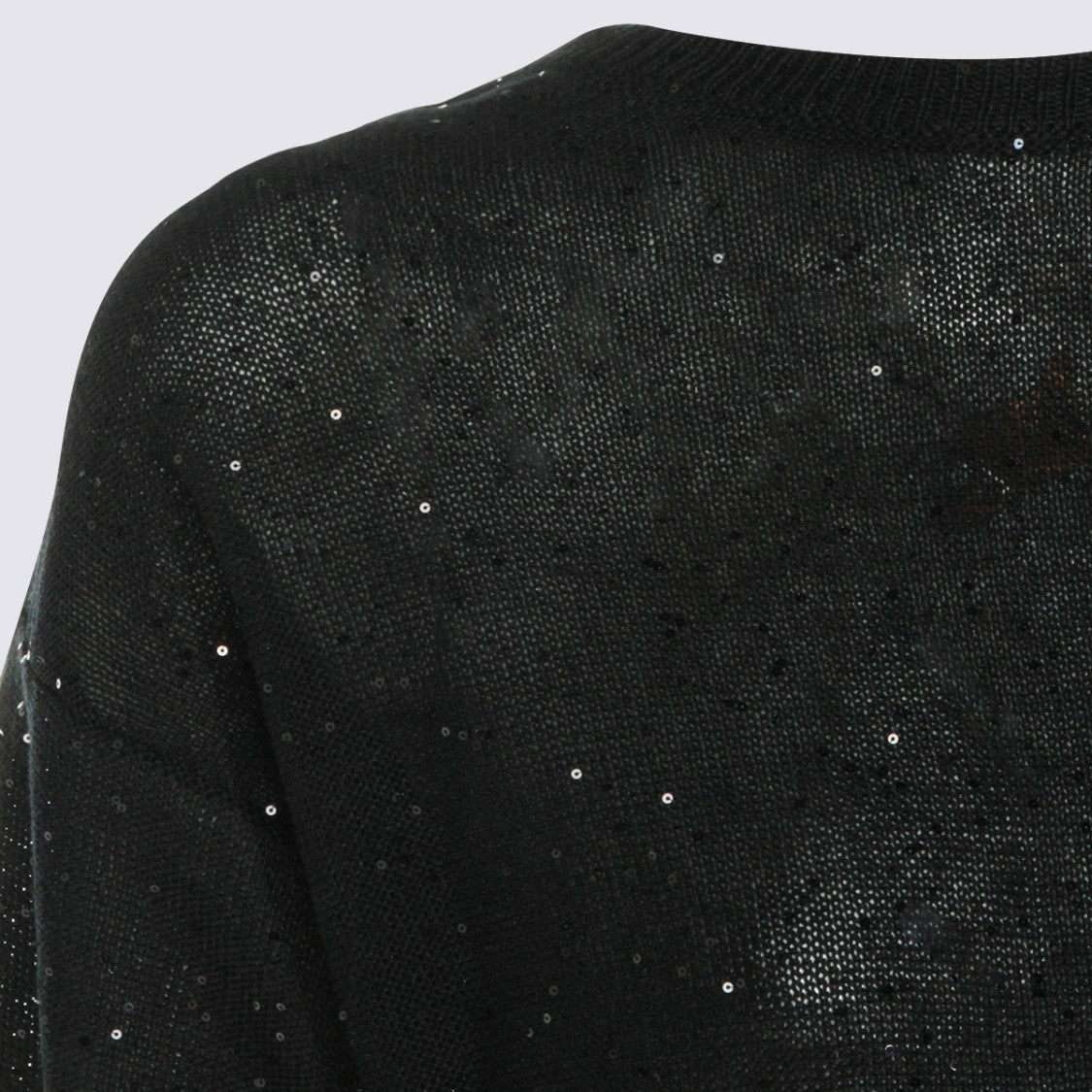 Antonelli Firenze Short-Sleeve Sweater With Ribbed Hem And Sequined Finish