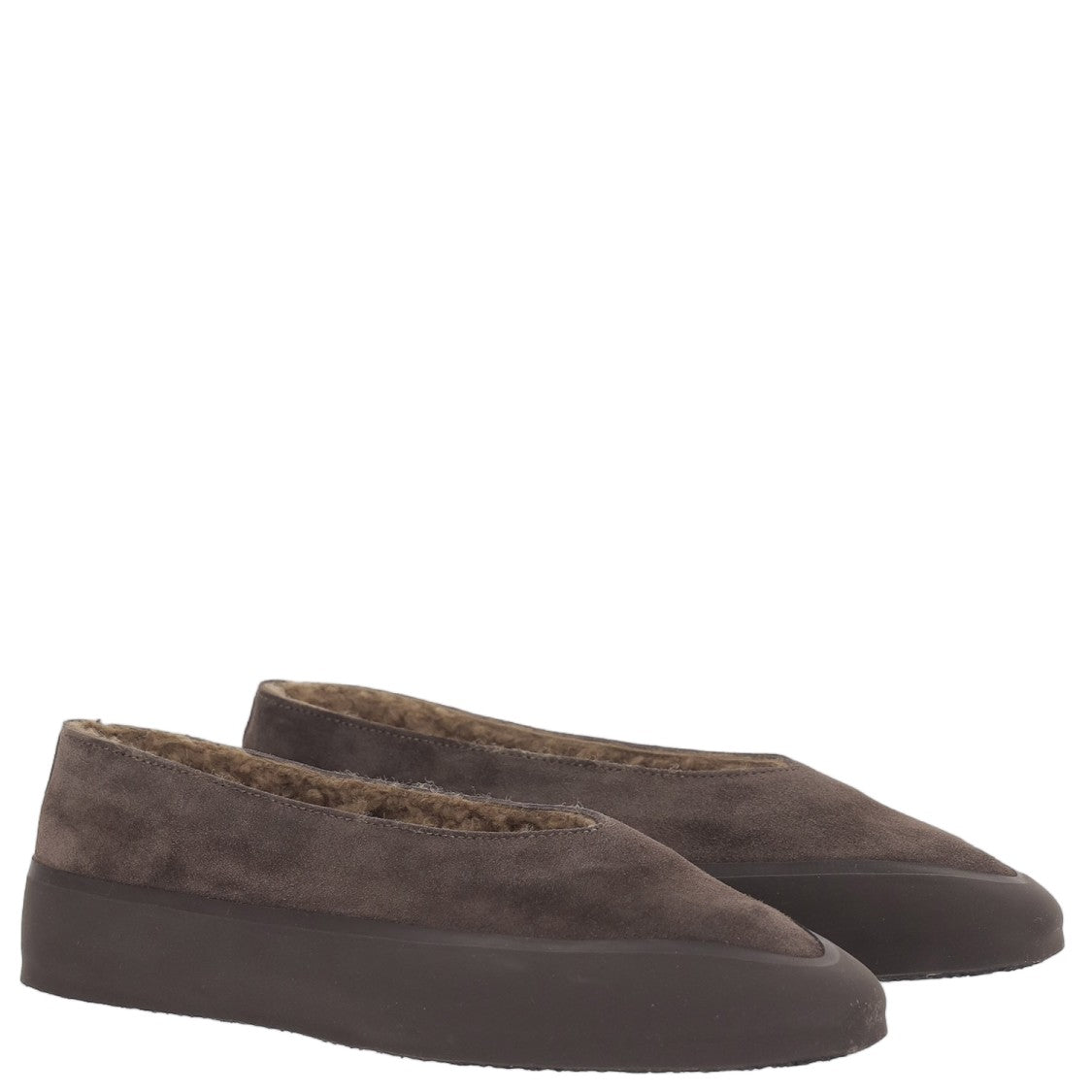 Le Monde Béryl Tapered Toe Suede Flats With Shearling Lining