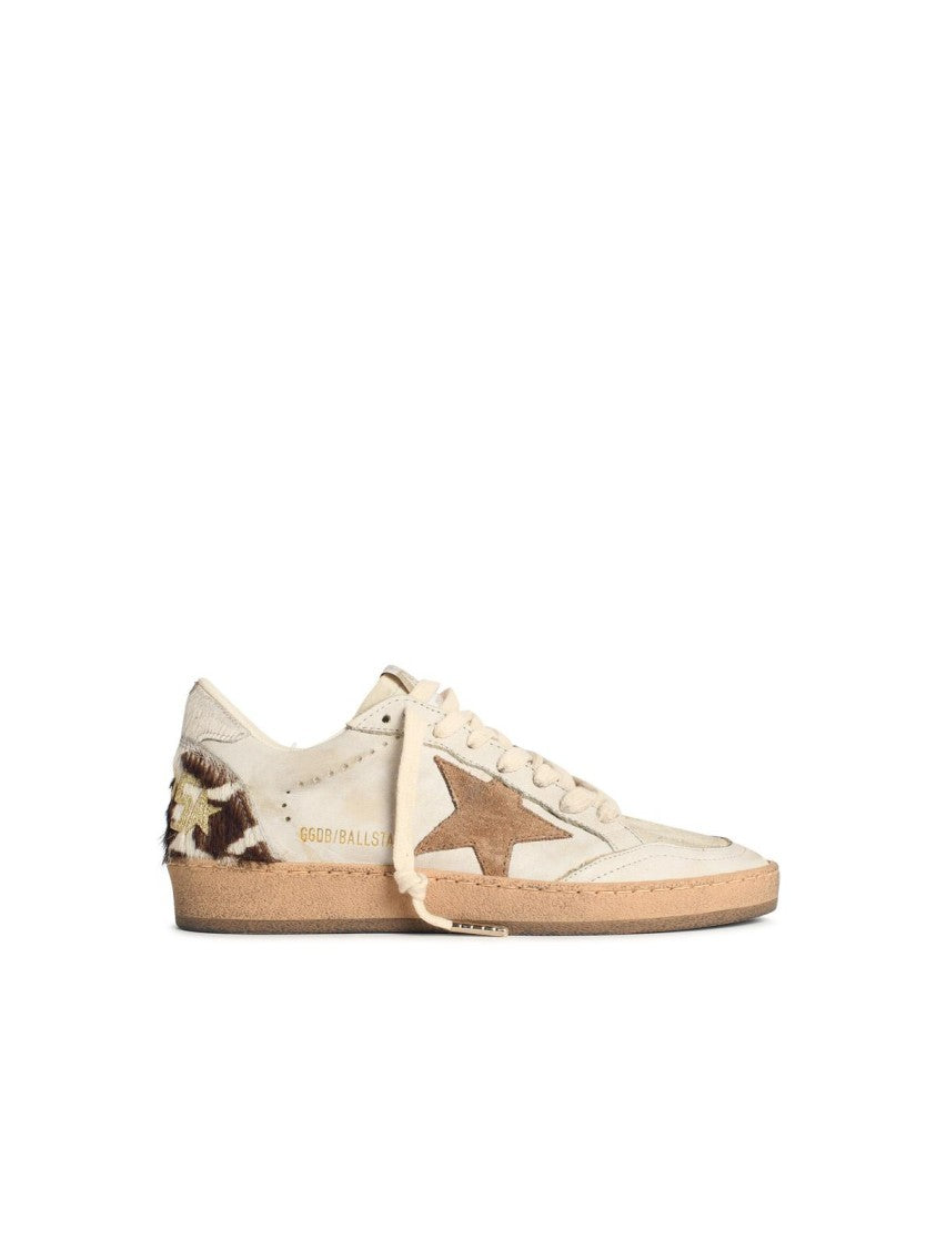 Golden Goose 'Ball Star' White Suede And Pony Leather Sneakers
