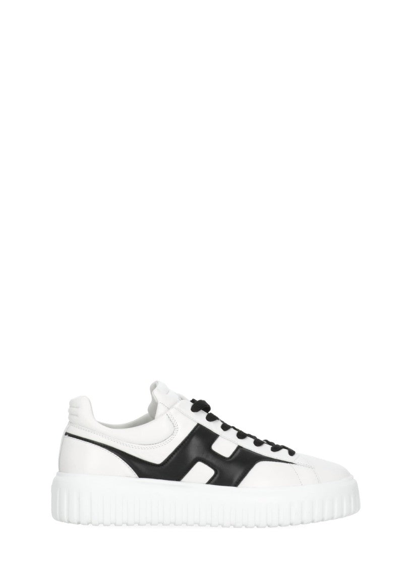 Hogan White H-Stripes Leather Sneakers