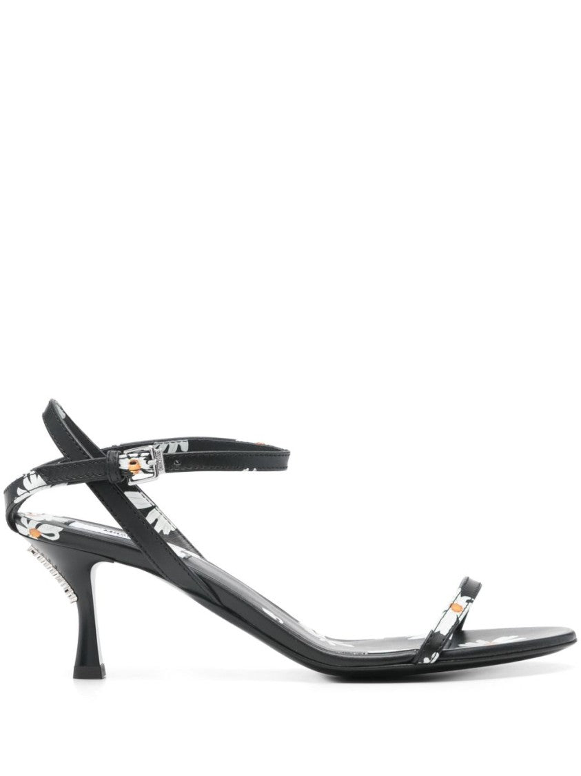 Moschino Black Sculpted Heel Ankle Strap Sandals