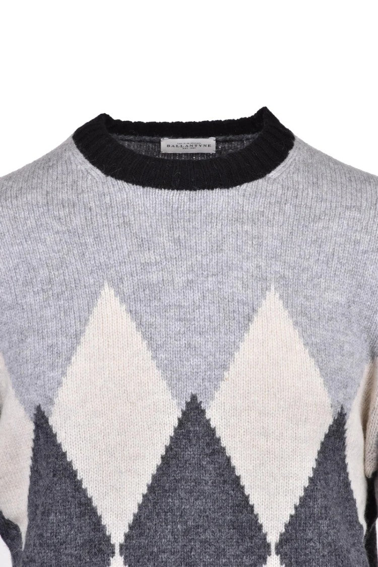 Ballantyne Wool Crewneck Pullover - Grey/Black