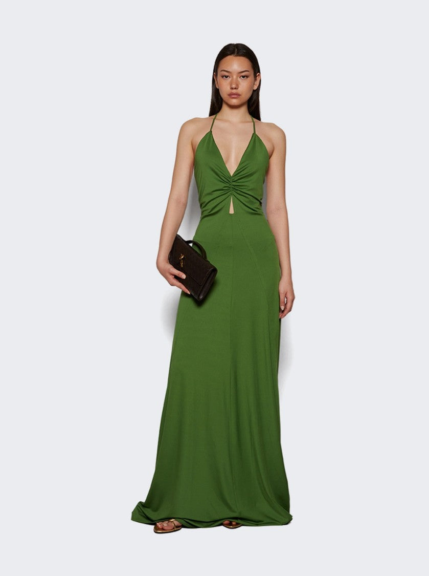 Victoria Beckham V Neck Ruched Cami Gown Algae