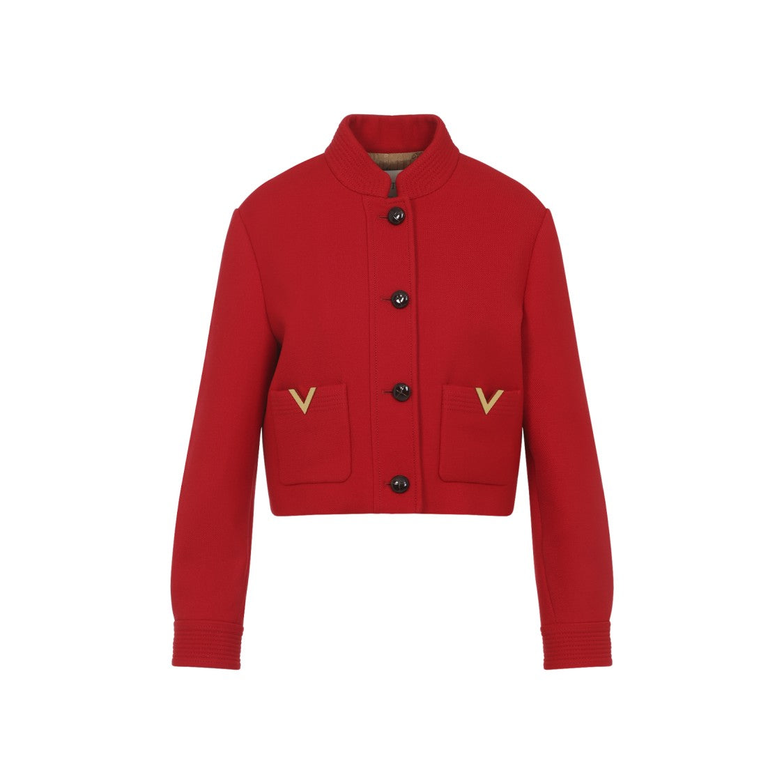 Valentino Carmine Red Virgin Wool Caban Drill Jacket
