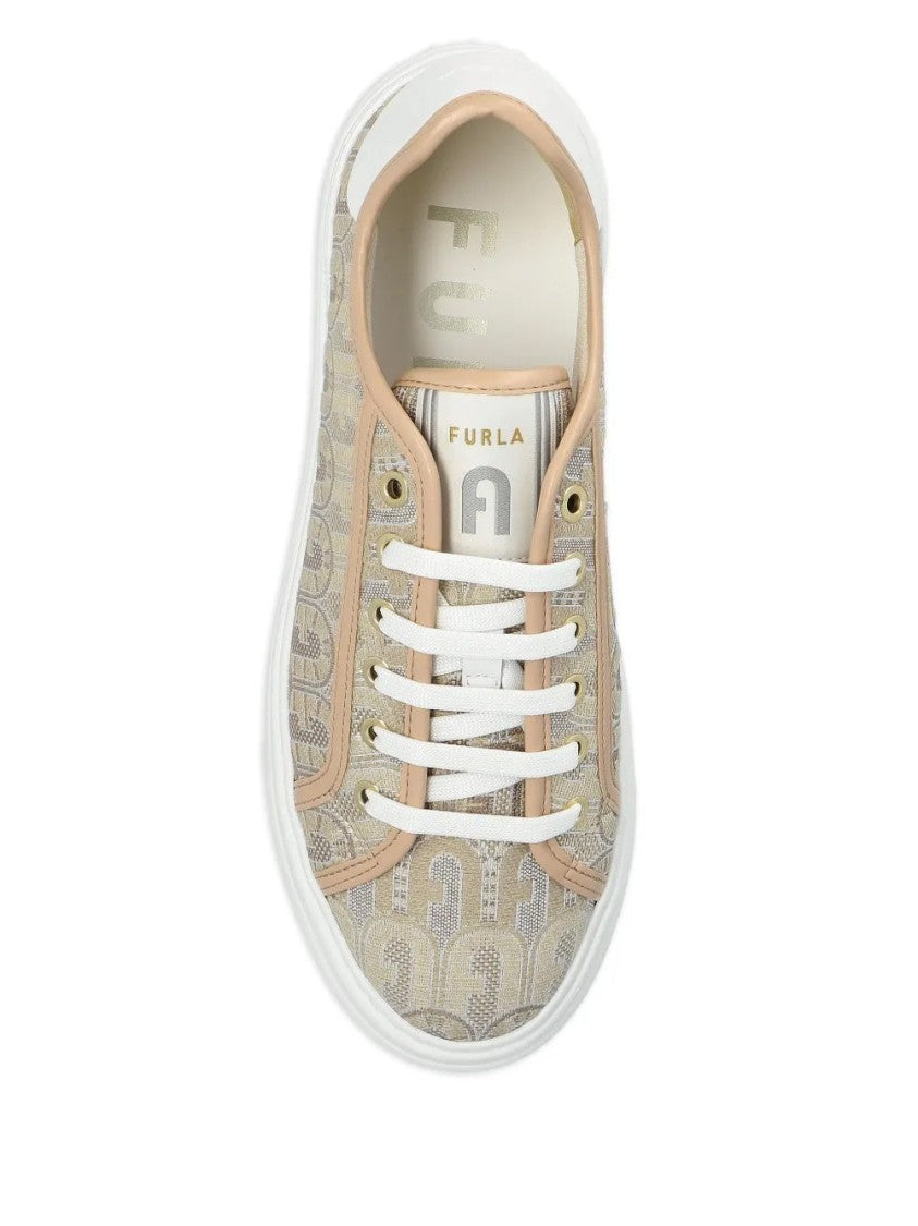 Furla Beige Textured Furla Nuage Sneakers