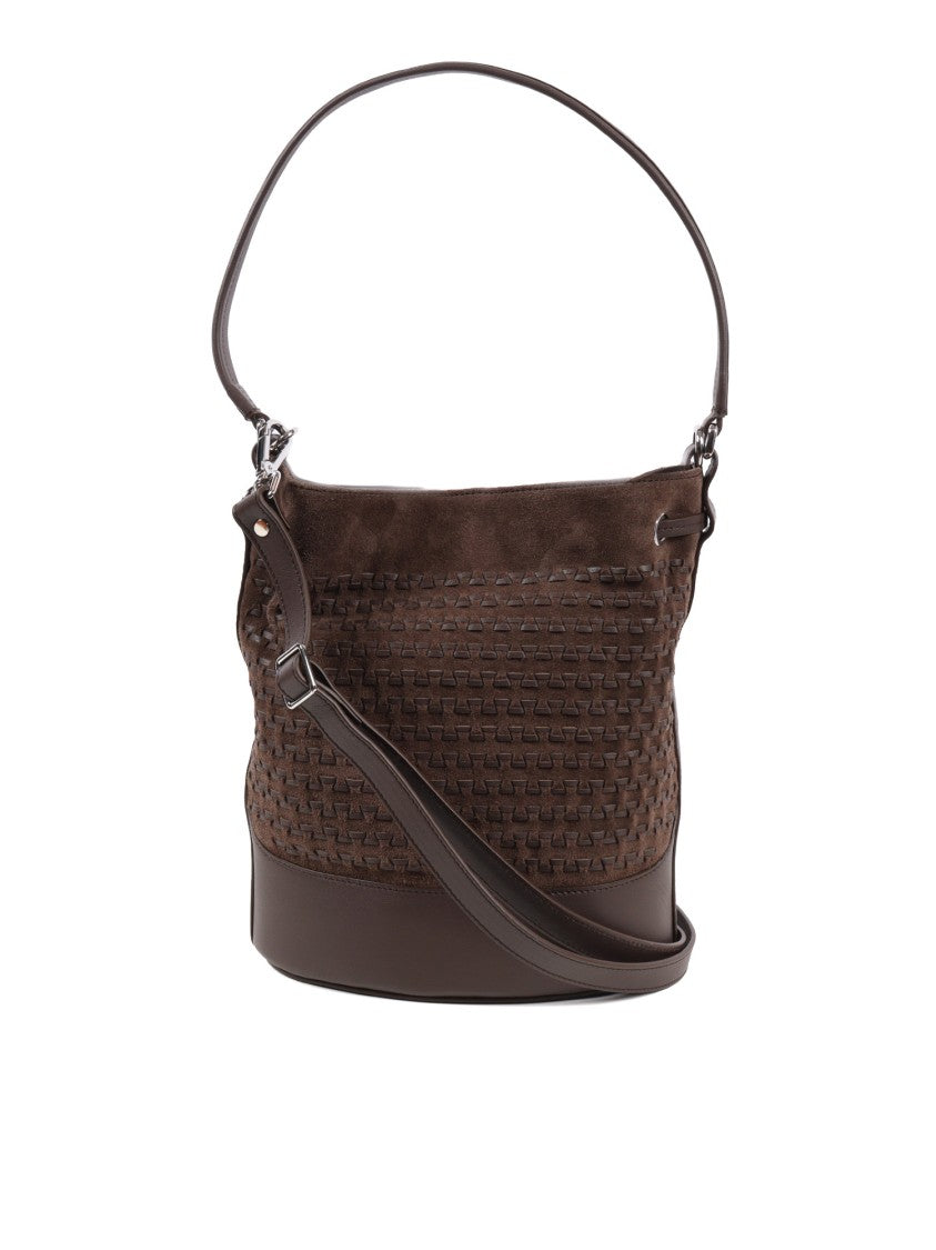 Zanellato Srl Brown Torrone Musiva Suede Bucket Bag