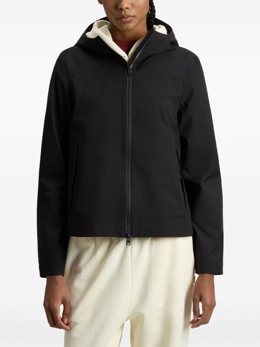 Woolrich Hooded Bomber Jacket With Zip Closure