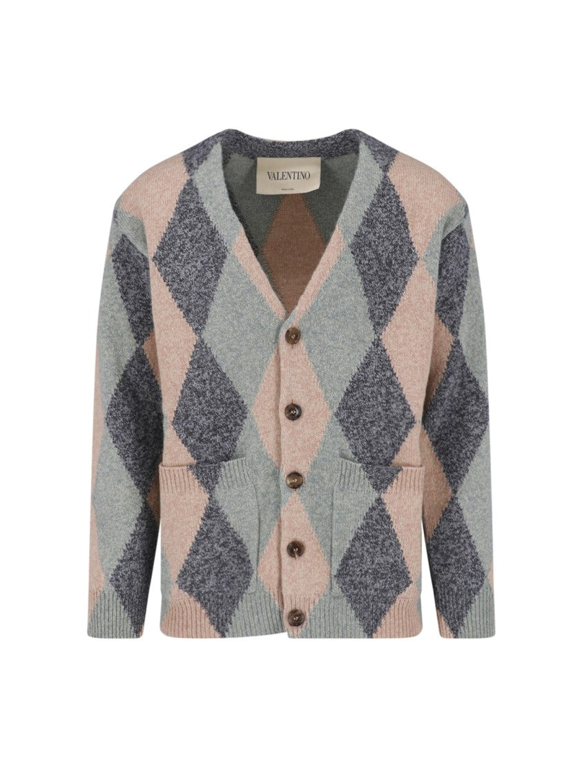 Valentino Multicolor Rhombelle Wool Cardigan
