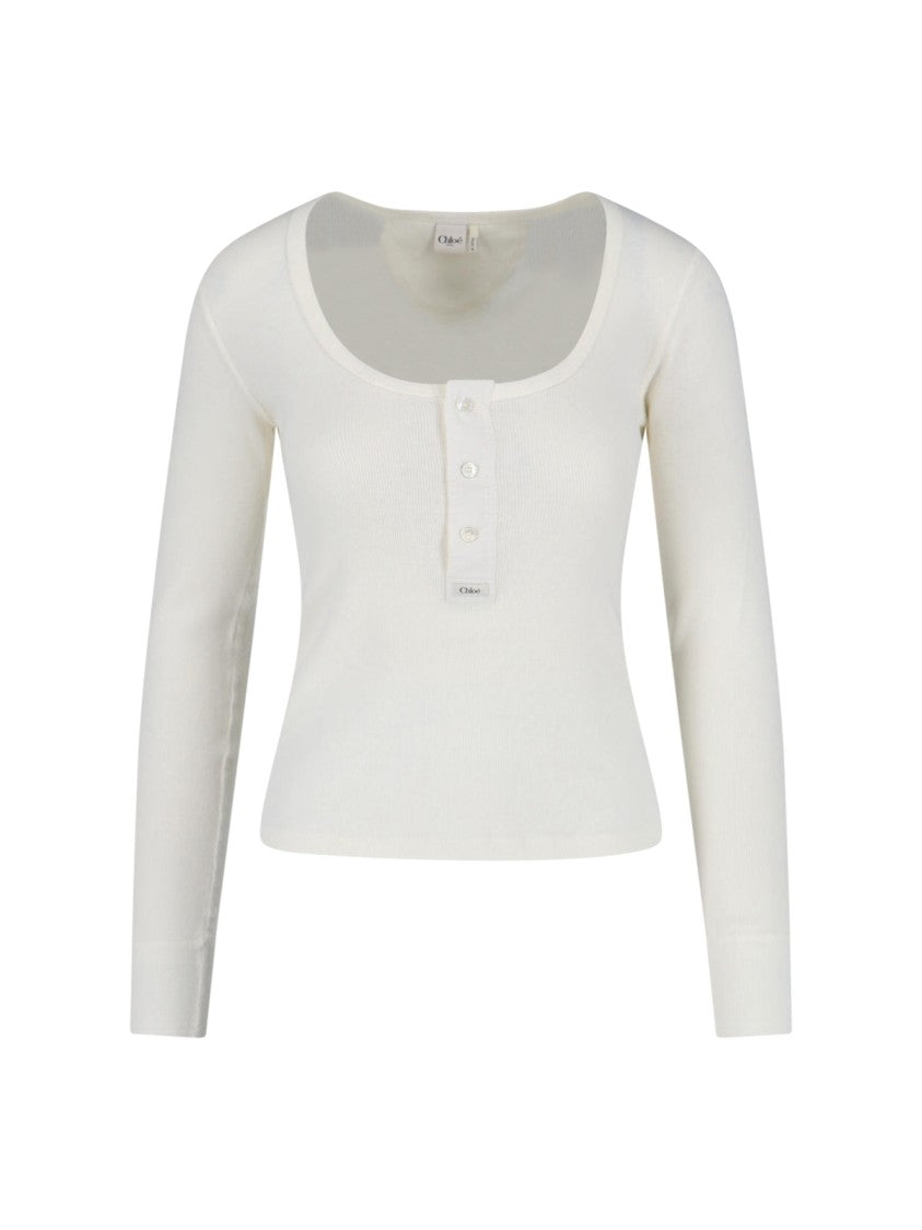 Chloé Refined White Sweater With Classic Fit And Timeless Appeal