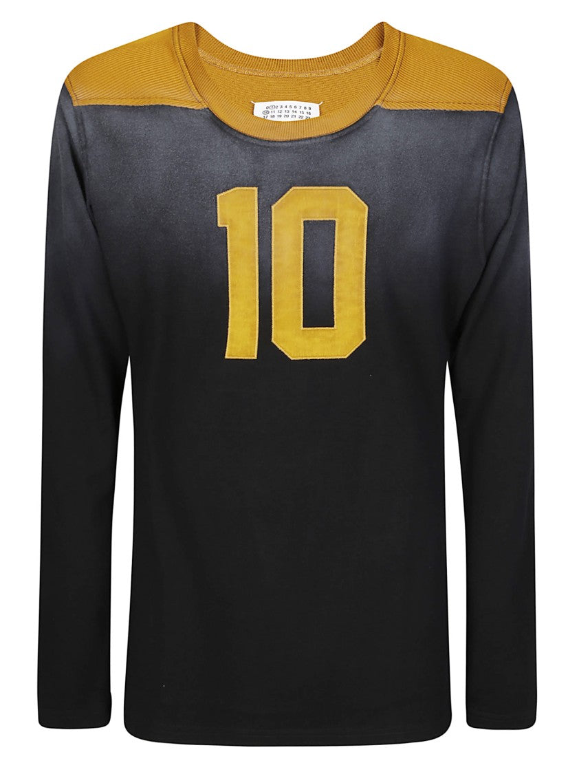 Maison Margiela Stitched Graphics Long-Sleeved T-Shirt With Number Appliqué