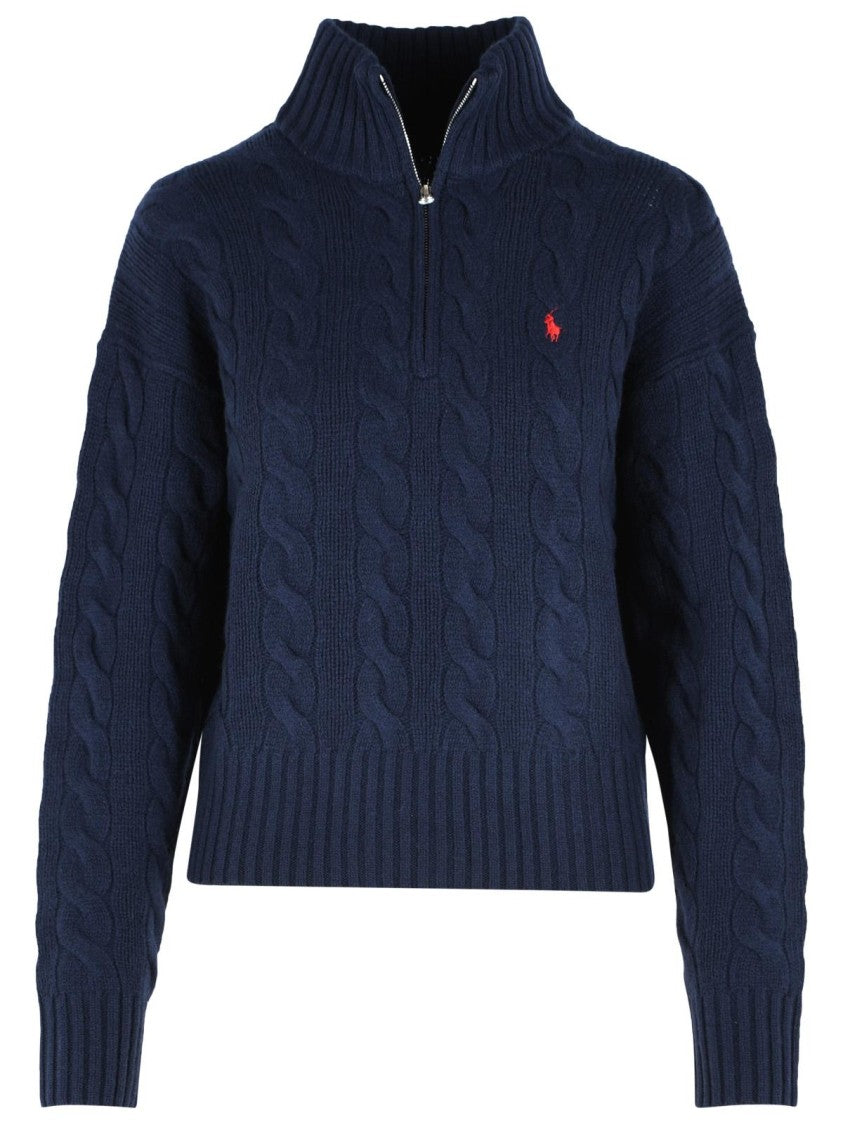 Polo Ralph Lauren Navy Blue Wool And Cashmere Sweater