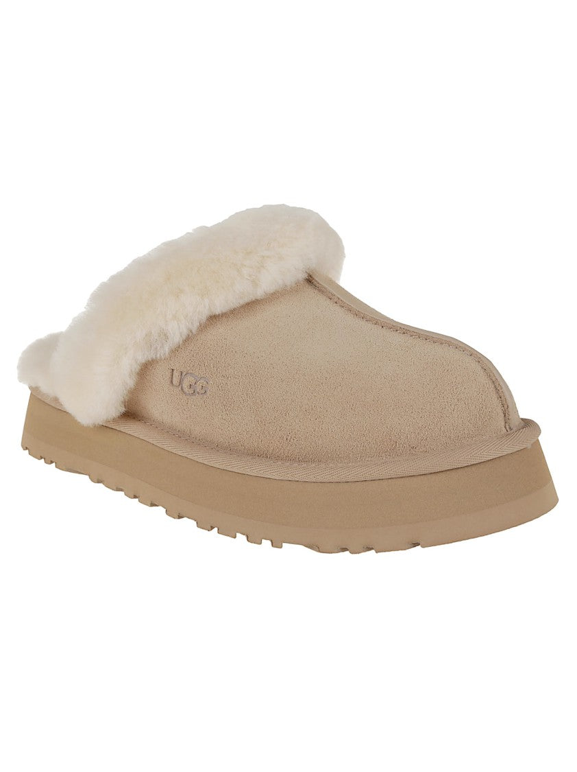 Ugg Sheepskin And Suede Slide With Plush Collar