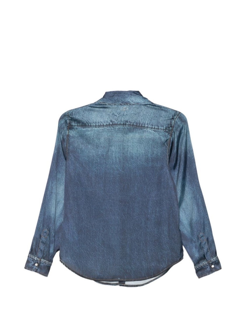 Liu Jo Blue Snap-Button Point Collar Shirt