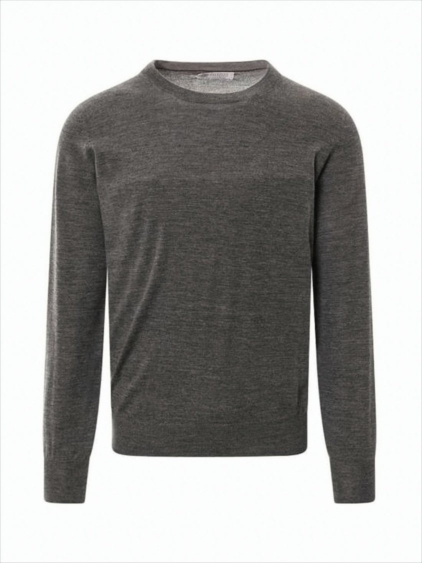 Brunello Cucinelli Tailored Crew Neck Sweater With Subtle Heathered Texture