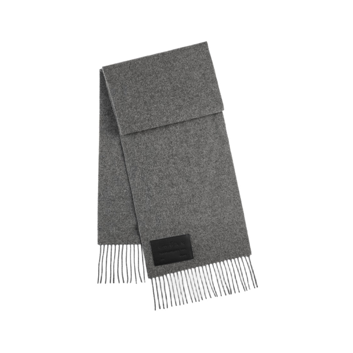 Hogan Fringed Grey Scarf With Embossed Leather Tag