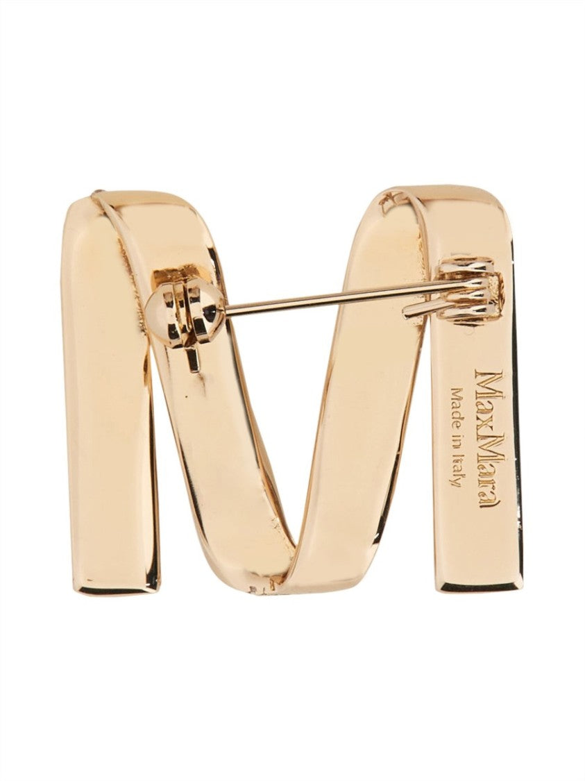 Max Mara Crystal Logo Brooch