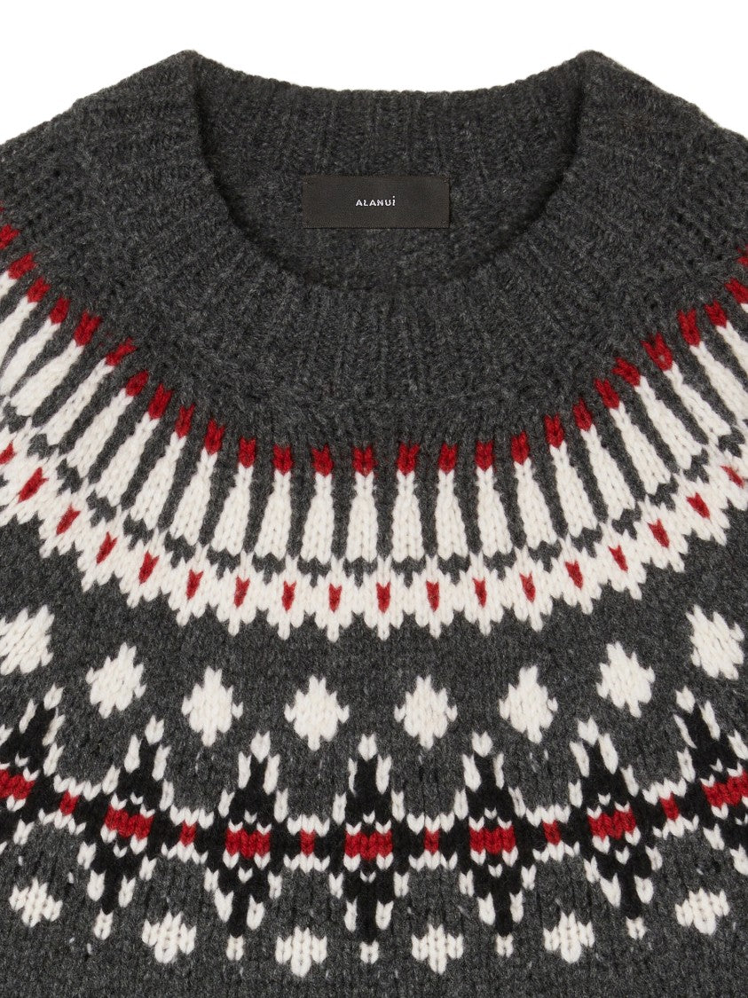 Alanui Fair Isle Knit Sweater With Zigzag Hem