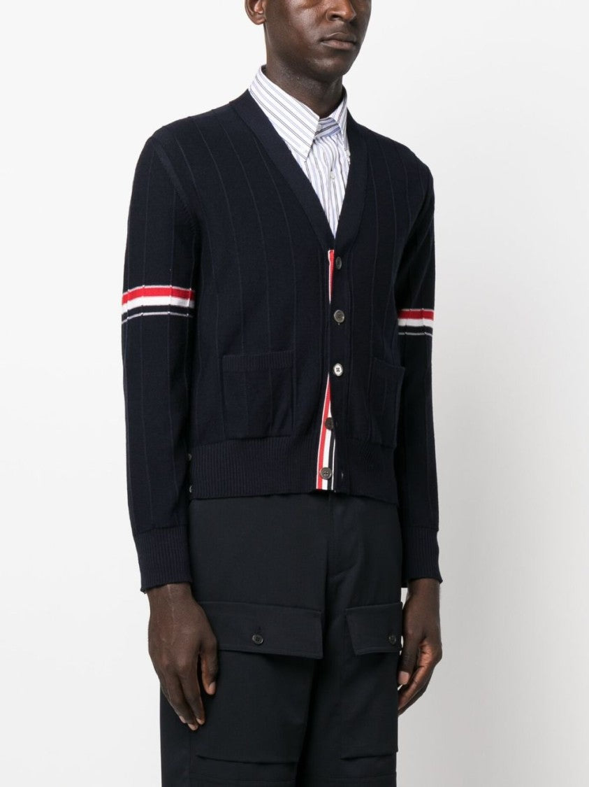 Thom Browne Stripe V-Neck Cardigan