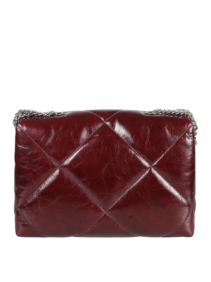 Tory Burch Quilted Burgundy Clutch Bag With Logo Clasp