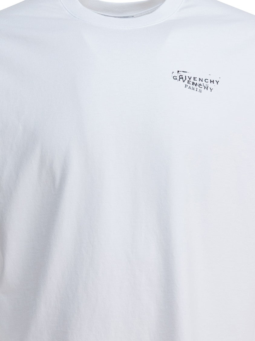 Givenchy Cotton T-Shirt With Distressed Logo Prints