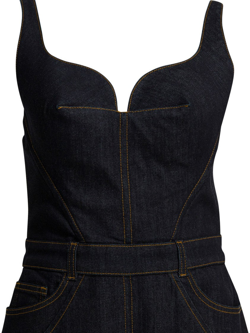 Givenchy Fitted Midi Sheath Dress In Raw Denim