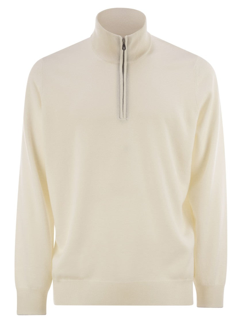 Brunello Cucinelli High-Necked Cashmere Sweater With Zip Opening