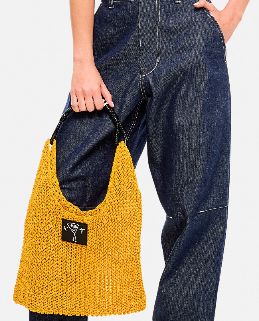 Plan C Orange Mesh Shopper Bag