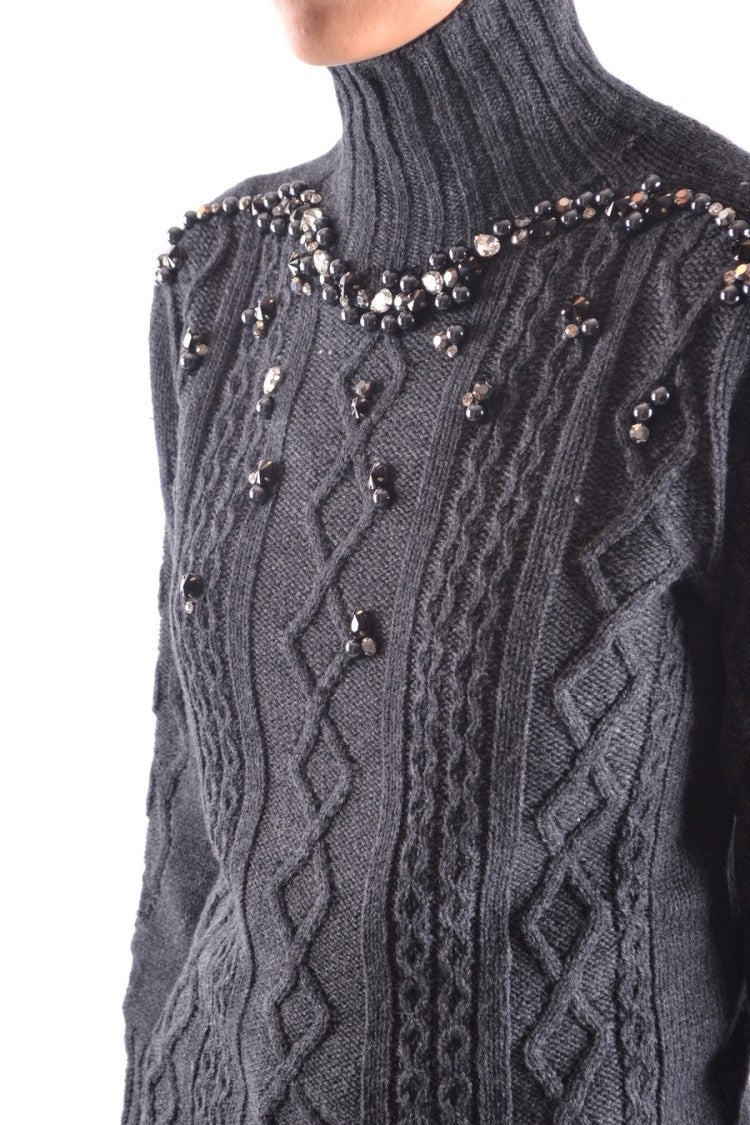 Pinko High Ribbed Turtleneck Sweater With Textured Knit