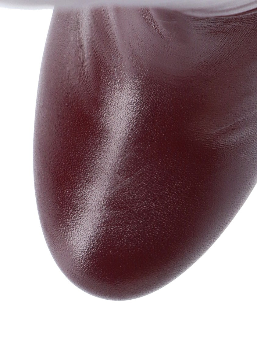 Stuart Weitzman Knee-High Brown Leather Boots With Polished Finish