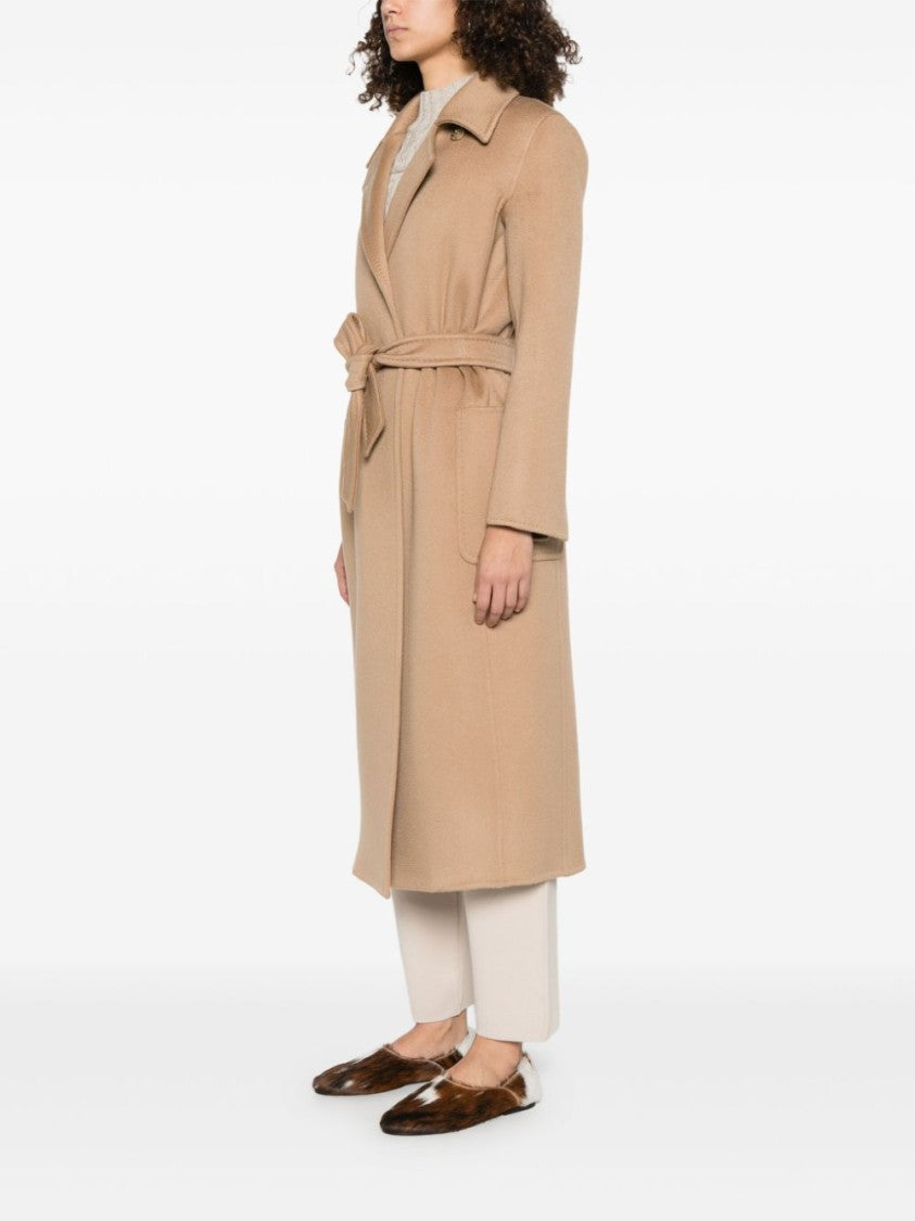 Max Mara Belted Camel Coat With Notched Collar And Timeless Appeal