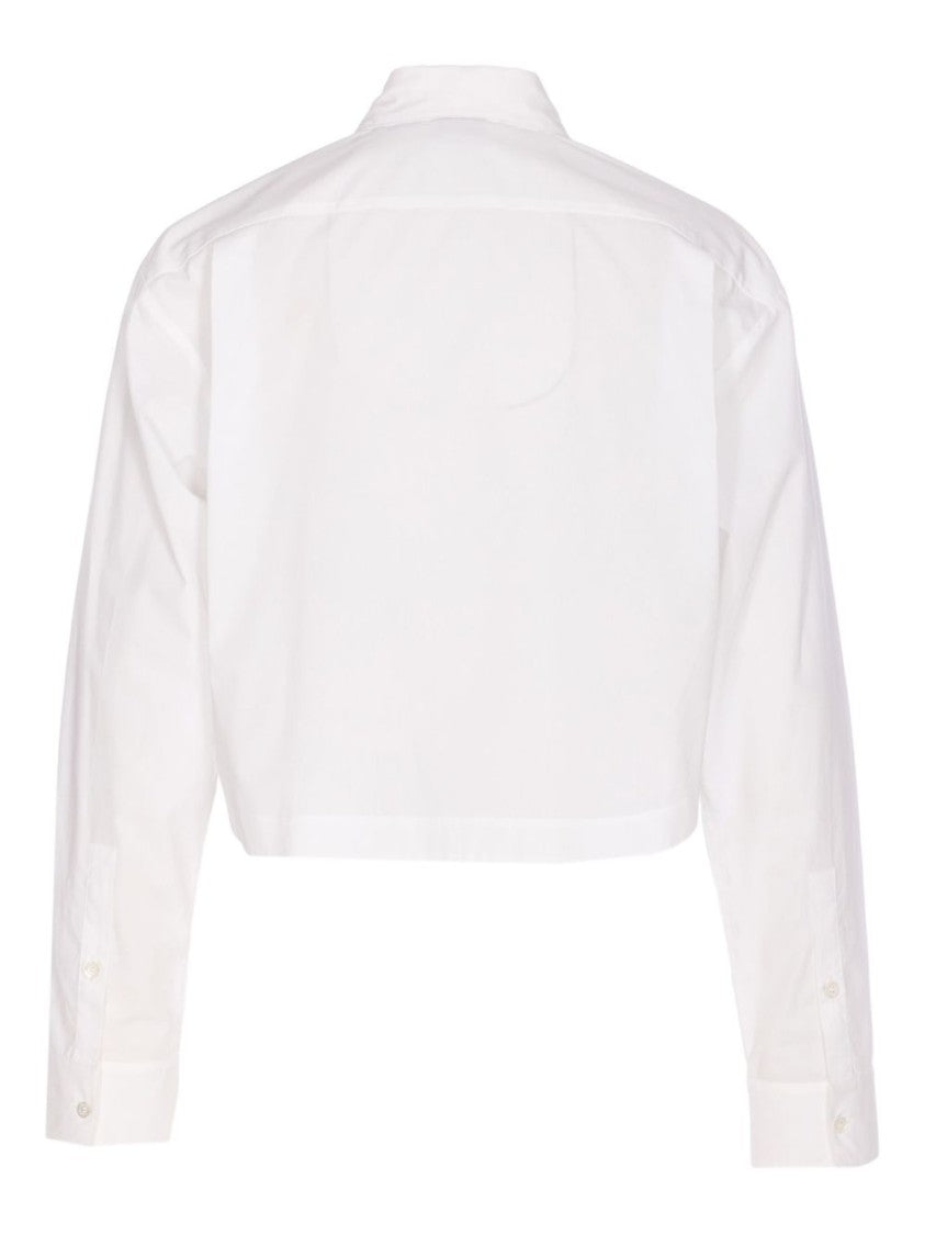 Pinko Cropped White Button-Up Shirt