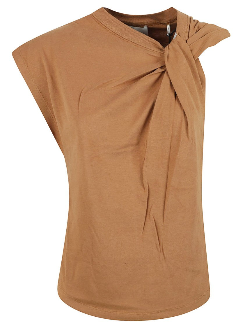 Isabel Marant Asymmetrical Brown Cotton T-Shirt
