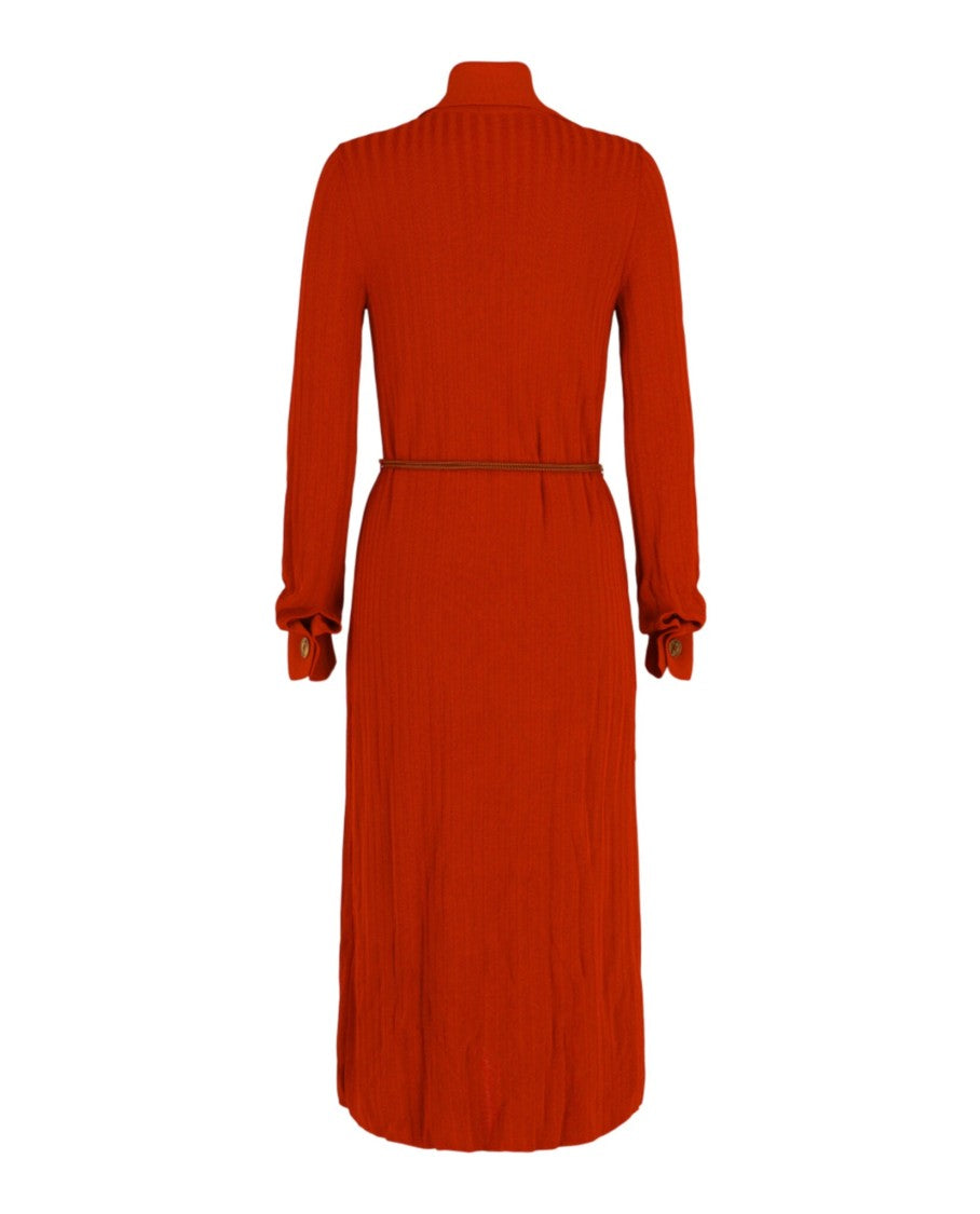 Ferragamo Ribbed Knit Midi Dress