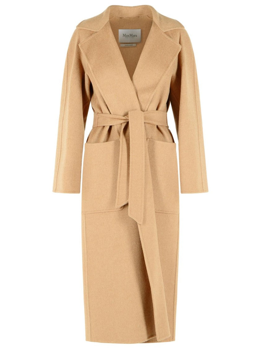 Max Mara Camel Double-Fabric Coat With Wide Lapel And Tailored Details