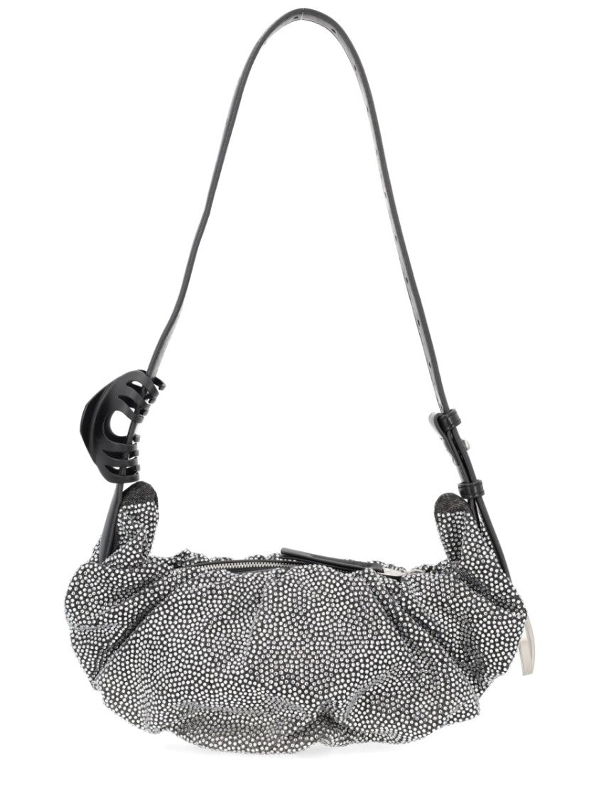 Diesel Black Ruched Dotted Shoulder Bag