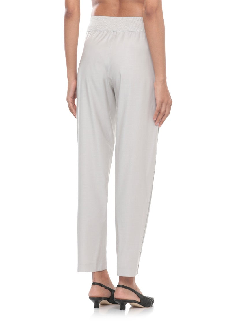 Panicale Grey Light Point Wool-Blend Formal Pants