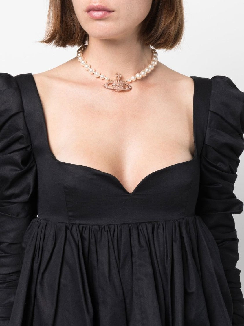 Vivienne Westwood Pearl Necklace With Ornate Planet Pendant