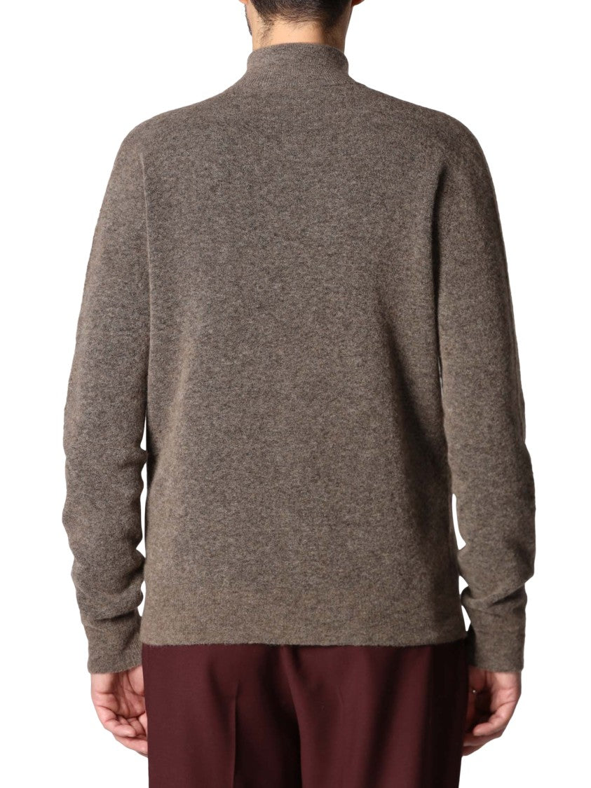 Roberto Collina Textured High-Collar Ribbed-Cuff Knit Sweater
