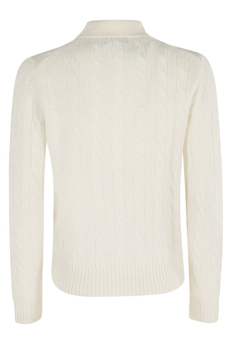Polo Ralph Lauren Cream Cable Knit Pullover Sweater With Classic Polo Collar
