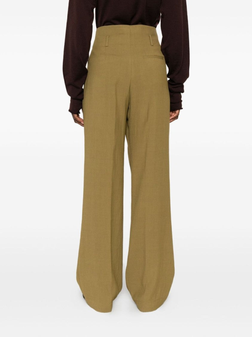 Forte Forte Pleated Wide-Leg Trousers With High Waist