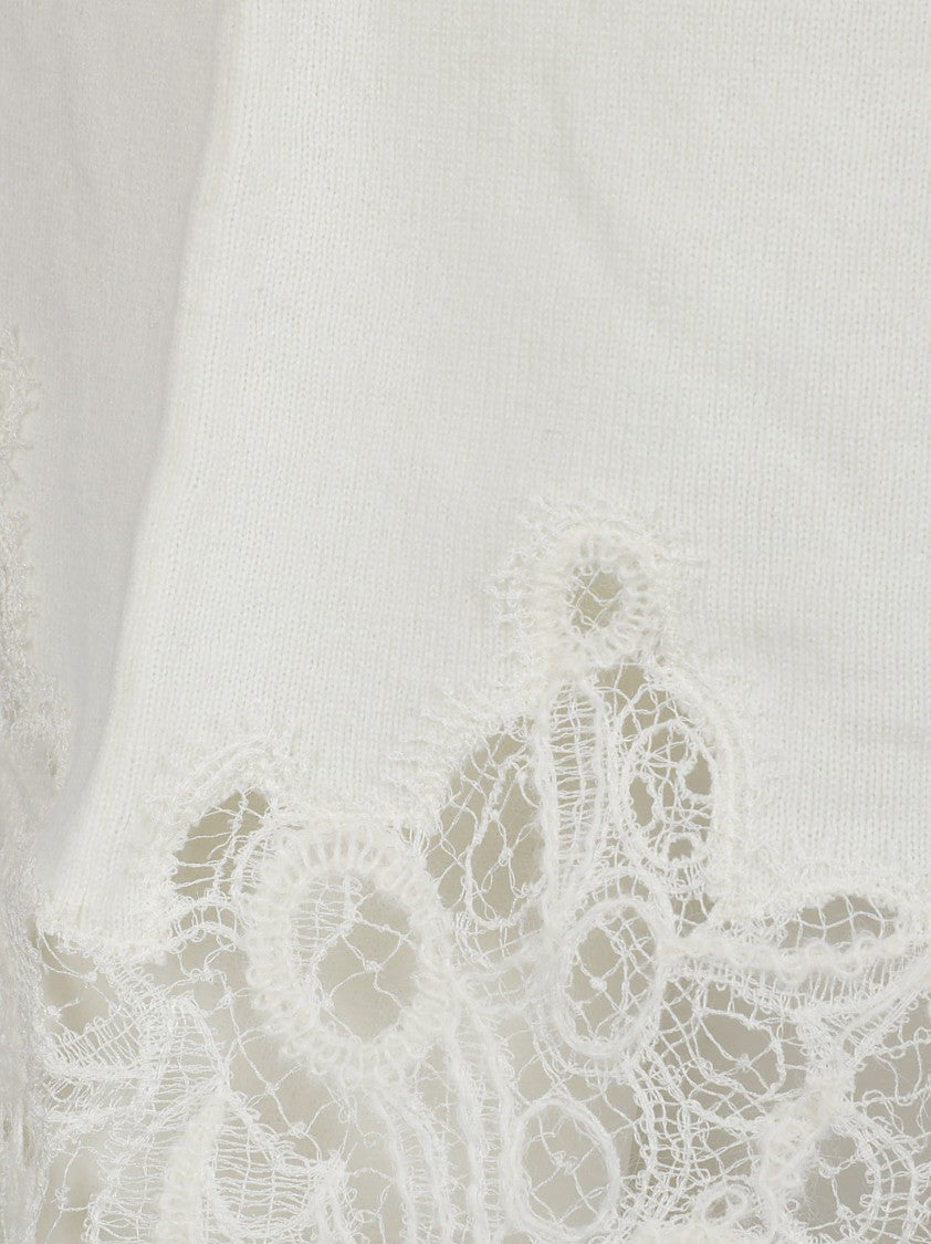 Fabiana Filippi High-Waisted Midi Skirt With Intricate Lace Trim