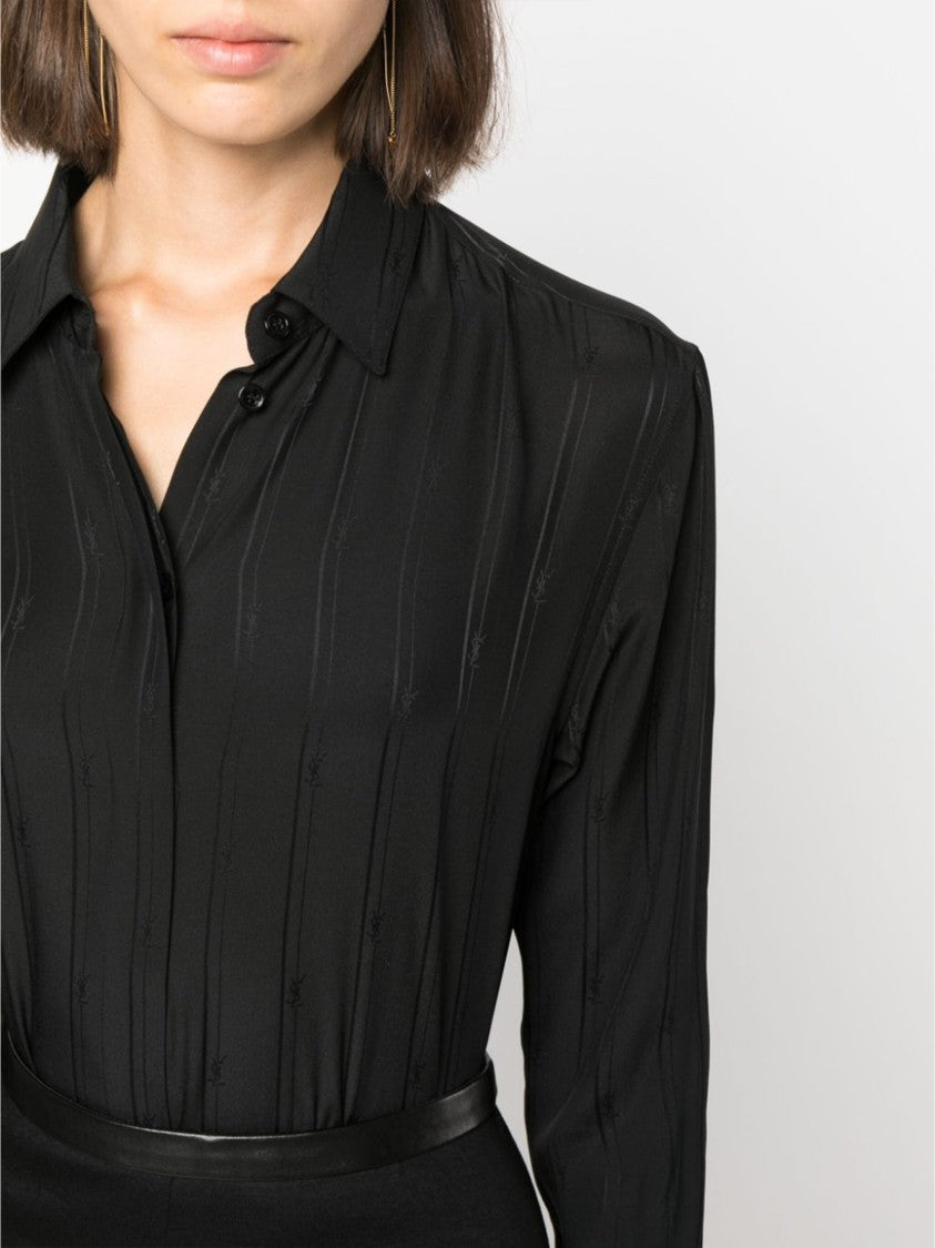 Saint Laurent Black Organic Silk Shirt