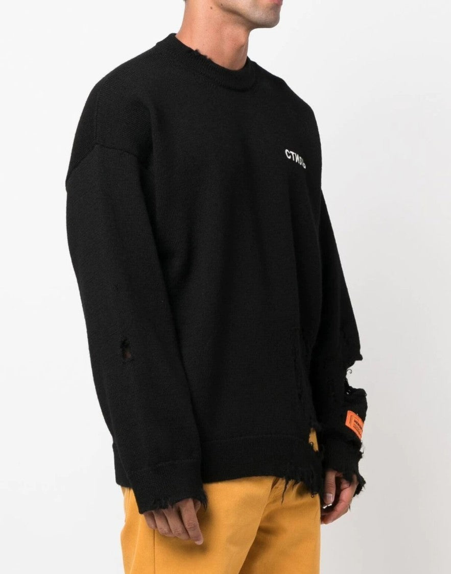 Heron Preston Ctnmb Logo Shredded Knit Sweater