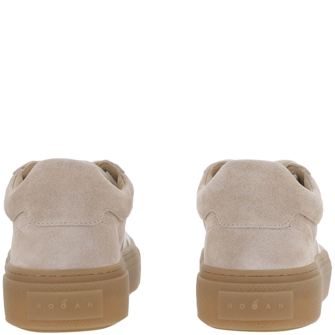 Hogan Beige Suede White Logo Sneakers