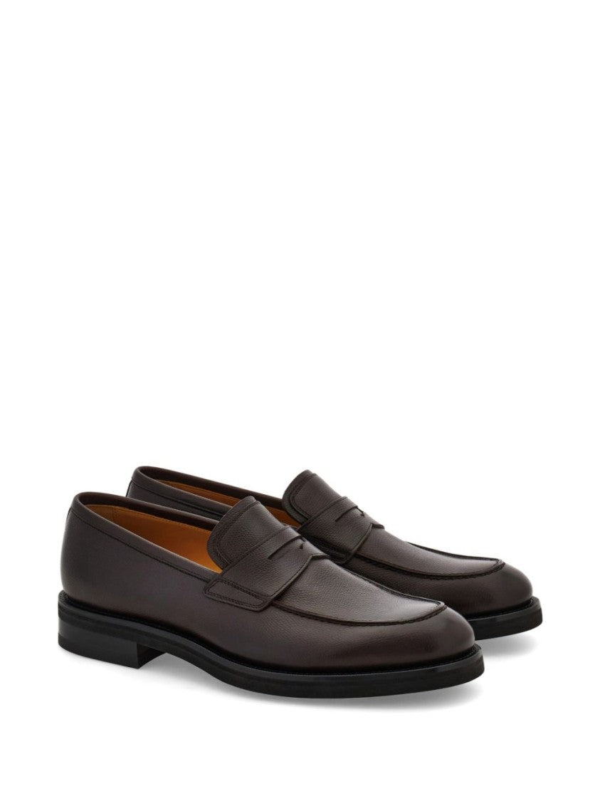 Ferragamo Smooth Leather Penny Loafers With Rounded Toe