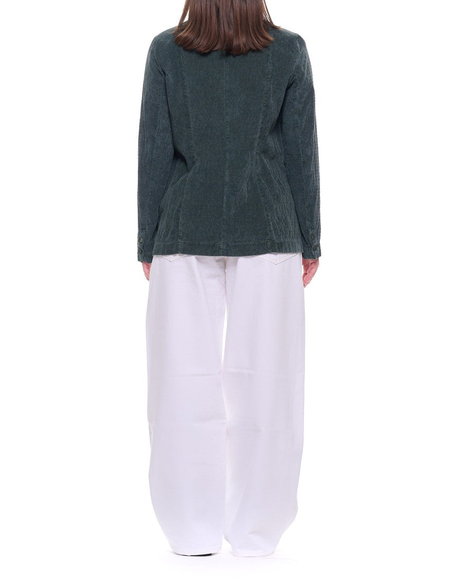 Transit Single-Breasted Green Cotton Corduroy Blazer