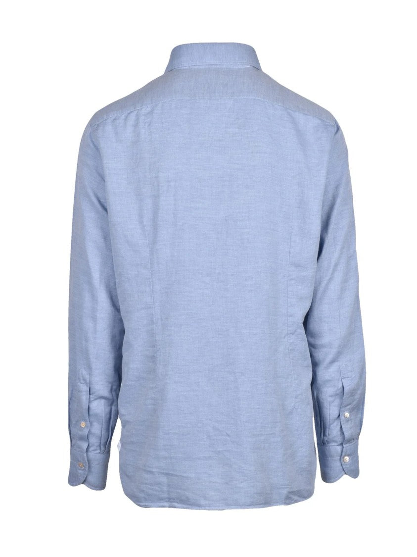 Luigi Borrelli Napoli Light Blue Cotton And Cashmere Shirt