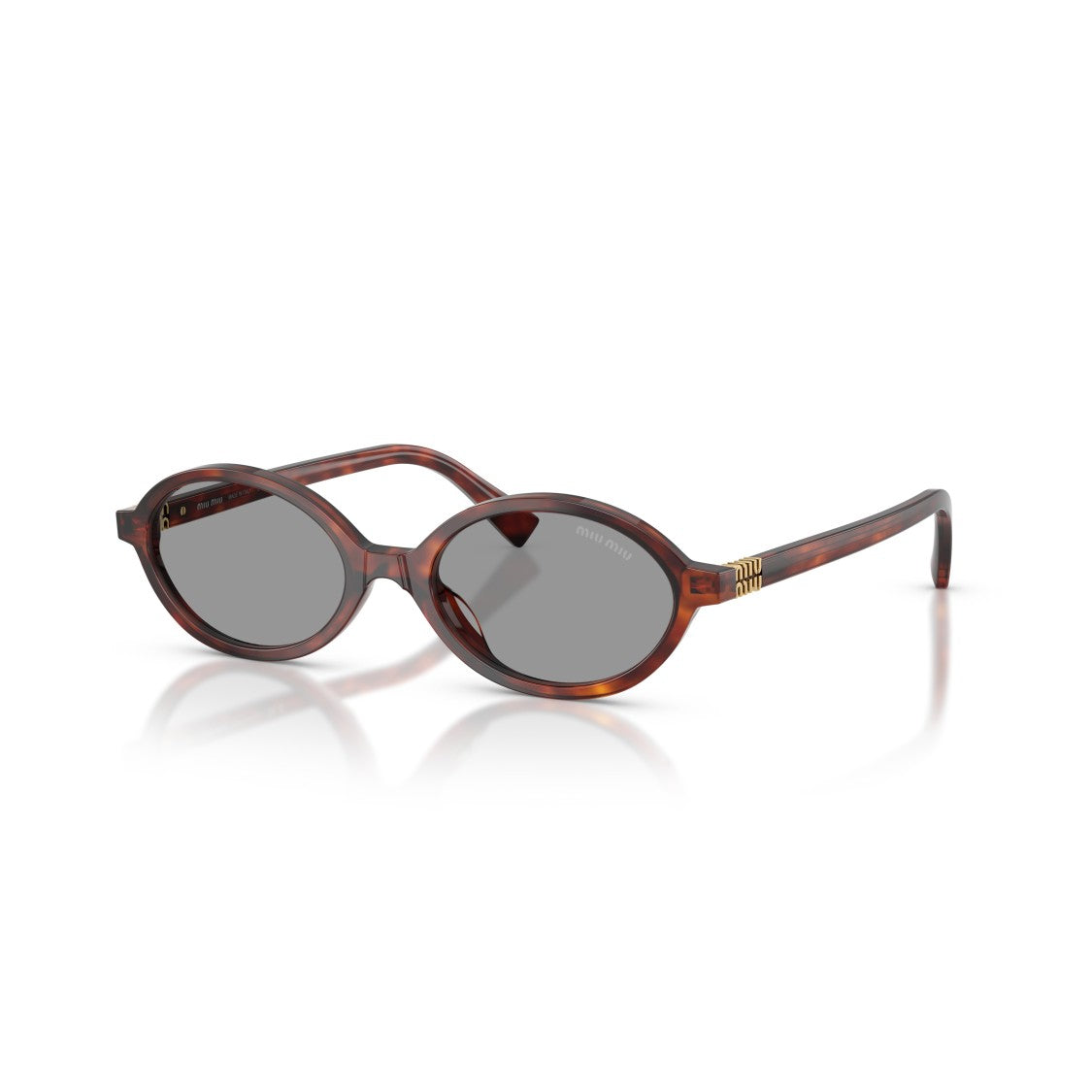 Miu Miu 0Mu 04Zs Tortoiseshell Oval Frame Sunglasses